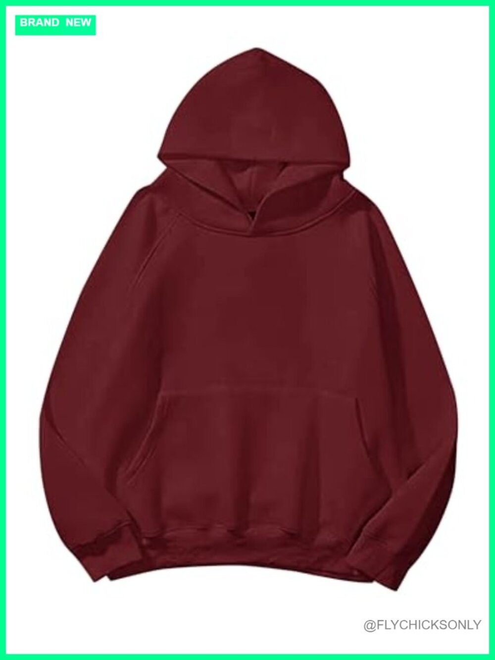 Oversized Fleece Hoodie Sweatshirt Long Raglan Sleeves Kangaroo Pocket